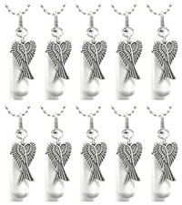 Set of 20 Brushed Silver Angel Wings CREMATION URNS w/Pouches  Fill Kit
