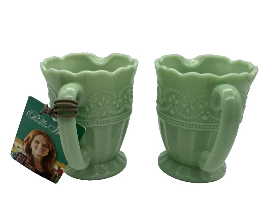 Set of 2 Pioneer Woman Timeless Jade Embossed Creamers Beautiful New With Tag - Image 4 of 4