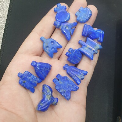 Lot Of 12 Pcs Rare Top Quality Lapis Lazuli Stone Amulets Different Shapes