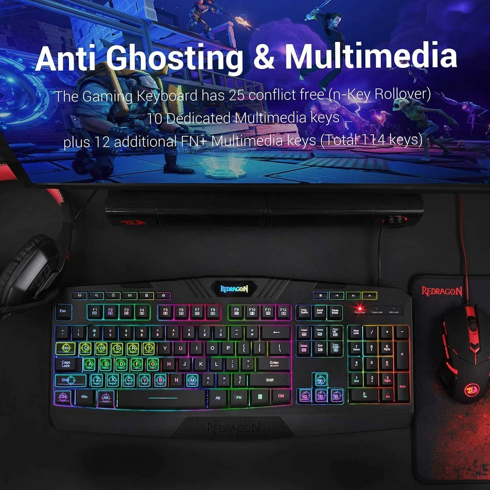 Redragon S101 Wired  Gaming Keyboard  Mouse mouse pad, and headset windows pc - Image 4 of 4