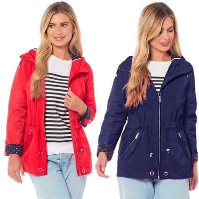 Women's Showerproof Cuff Jacket Hooded Rain Coat Ladies
