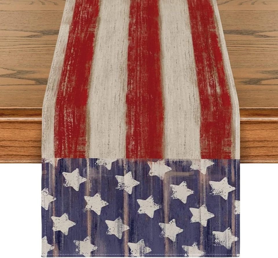 American Flag Stars and Stripes Table Runner 13x72 - Image 3 of 4