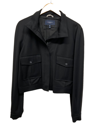 Burberry cropped black women's wool jacket Size 14 Made in Italy K4 - Picture 4 of 16