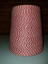 8,500' Spool Cone 8 Ply 33lb Red  White Twine String Bulk Cotton Poly Bakers