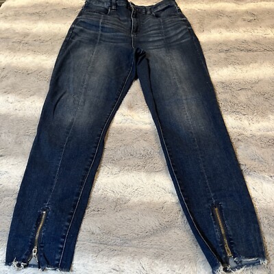 American Eagle Curvy Highest Rise Jegging Skinny Jean Dark Wash Ankle Zip 8 Shrt
