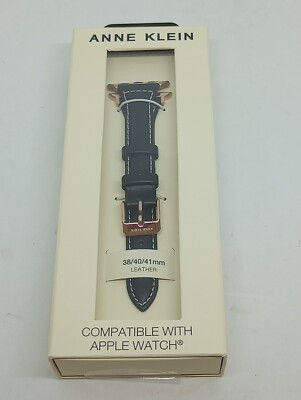 Anne Klein Soho Black / White Stich Leather Watch Strap Apple Watch # 38/40/41mm