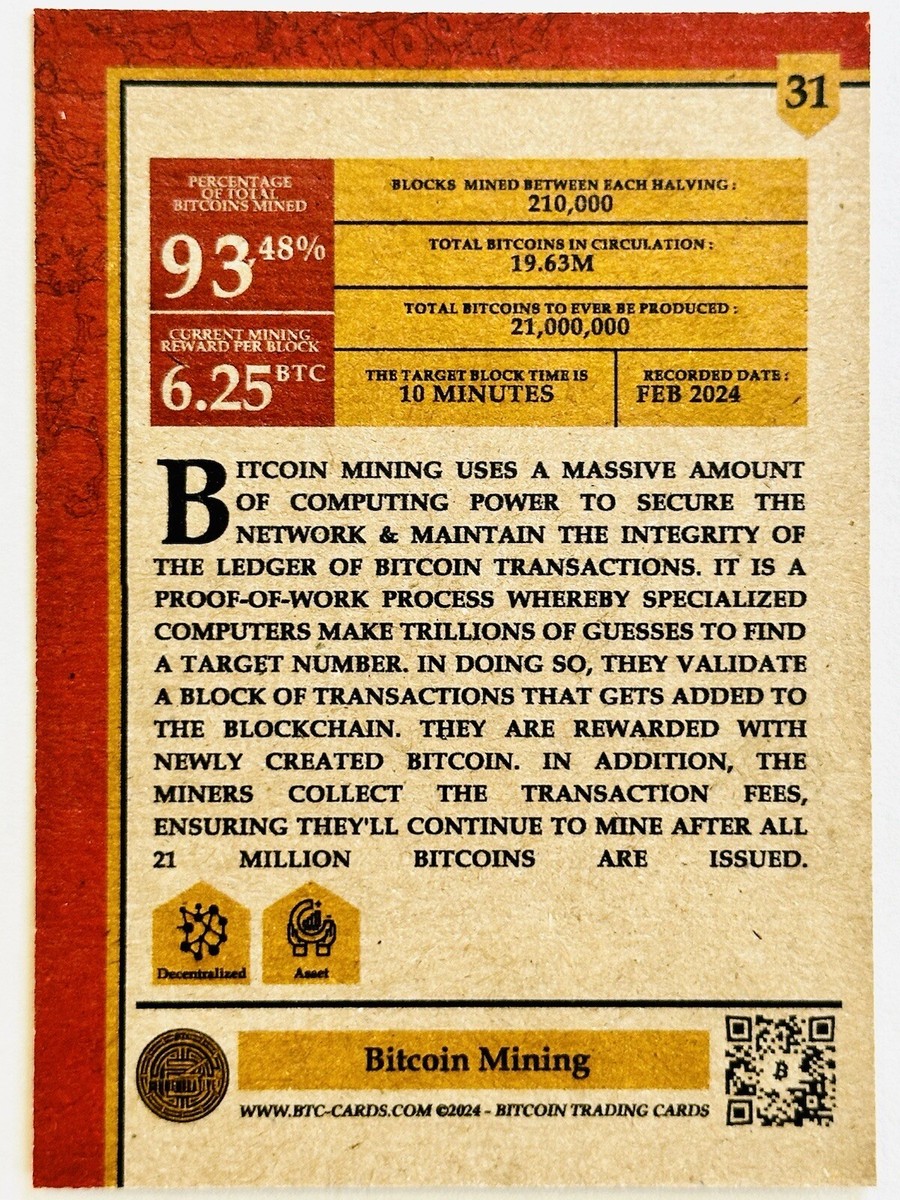 BITCOIN MINING #31 Bitcoin Trading Cards BTCTC BITBLOCKBOOM! 2024 Limited  /424 | eBay