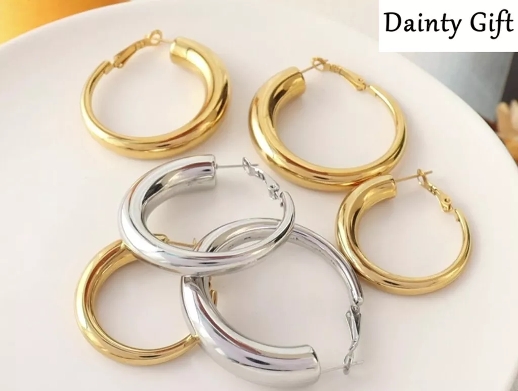 Titanium gold shop hoop earrings