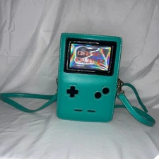 Retro 8-Bit Gaming Console Style Handbag Green Detachable Strap Purse