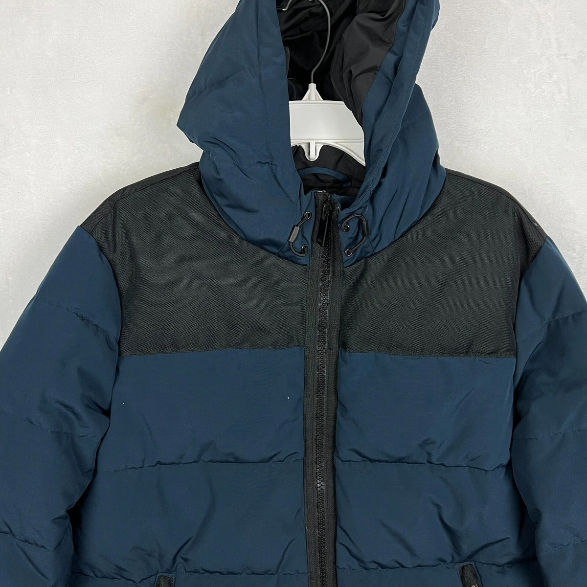DKNY Mens Jacket NWT Size Medium Blue Puffer Parka Hooded Winter