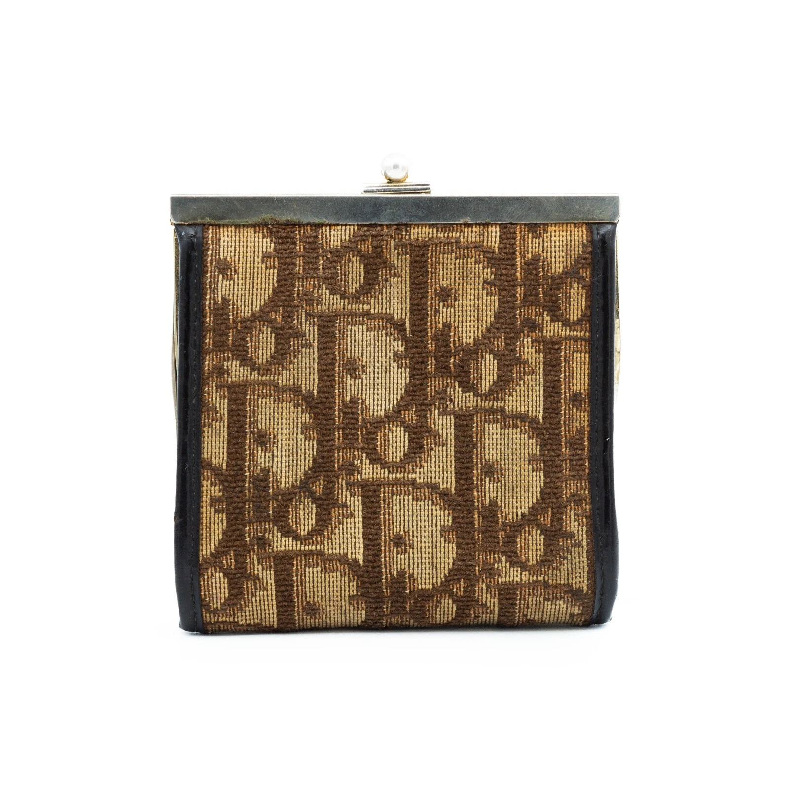 Porte monnaie Christian DIOR monogramme marron vintage années 90