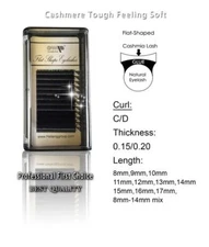 CASHMERE Semi Permanent Flat Shape Individual Eyelash Extensions ( 8mm-17mm)
