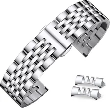 Niziruoup Stainless Steel Watch Band Straight & Curved End Q-05-Silver-22mm