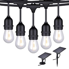 Solar String Lights - 48 Ft LED Outdoor String Lights - Shatterproof, Waterproof