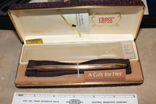 CROSS For Her 14kt Gold Filled Rose Design Pen With CROSS Leather Pen Purse NOS