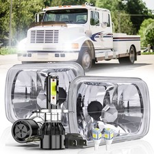 Pair 5X7" 7x6" LED Headlights Hi Low Beam For International IHC 9200 9900 9400i