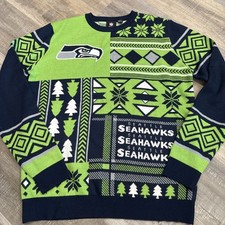 Seattle Seahawks Ugly Christmas Sweater Mens L NFL Team Apparel Football Cozy