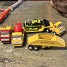 Vintage Tonka Construction Lot Dump Truck, Cement Mixer, Dozer, And Trailers