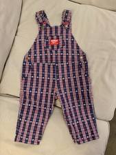 OshKosh B'gosh Vintage Navy Print Plaid Overalls 24M