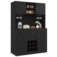 Kitchen Pantry Cupboard, 188 cm Tall Storage Cabinet with Countertop, Black
