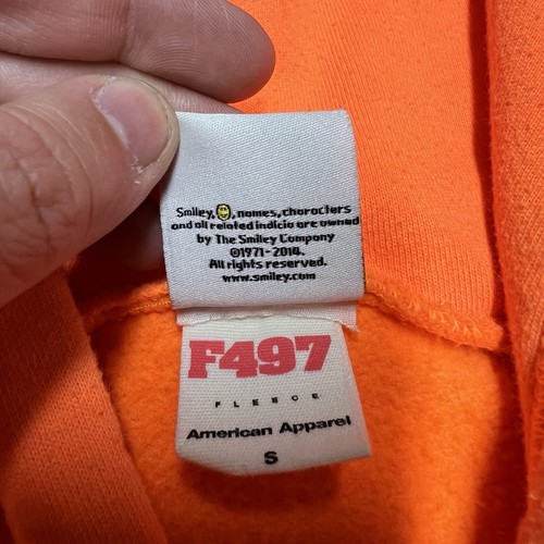 F497 American Apparel Smiley World Womens Hoodie Orange Full Zip Small ...