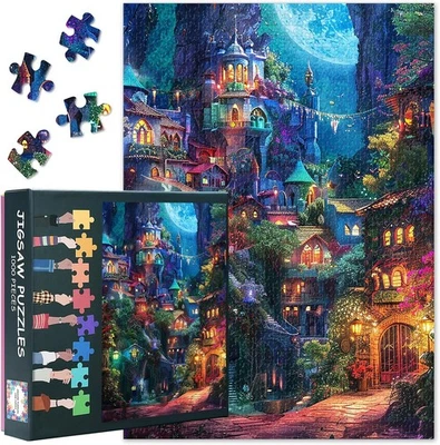 TISHIRON Fantasy Castle Puzzles for Adults 1000 Pieces, Hippie Art Puzzle with Letters o