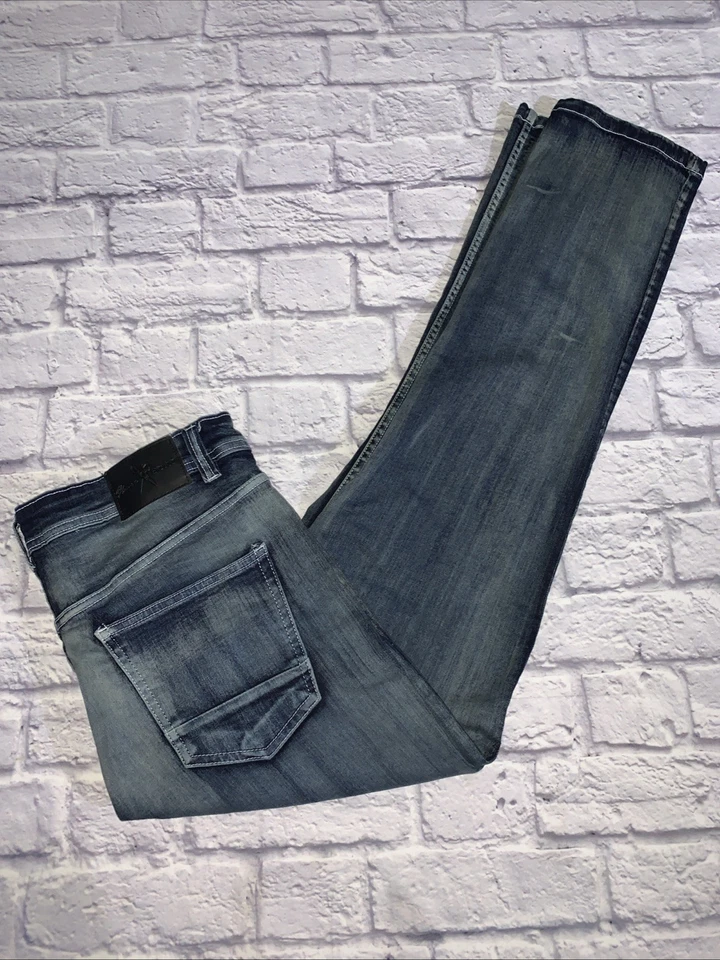 Marc Ecko Jeans Mens 34x32 Cut and Sew Distressed Blue Denim - Image 3 of 4