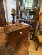 Antique Wooden Tea Caddy Box , mother of pearl with working Key & Lock
