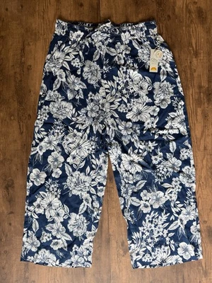 C&C California Linen Pants Blue Botanical Wide Leg Small Breezy Relaxed - Image 1 of 4