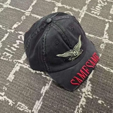 Martine Rose Washed Cut Peak Cap FW24 color Black logo cotton fashion goods Mens