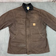 Carhartt C26 DKB Sandstone Traditional Coat Dark Brown XL Tall Quilt Lined Mens