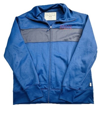 Vintage Roots Jacket Adult Mens Blue Full Zip Fleece Outdoors Casual Pockets 90s