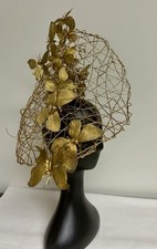 Gold Butterfly Royal Ascot Kentucky Derby Mesh Large Fascinator Hat