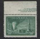 Canada #294  50c dull green MNH  OG Part inscription   12P  'OIL WELLS'  1950