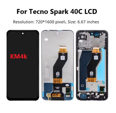 LCD Display Touch Screen Digitizer Assembly Replacement For Tecno Spark 40C KM4k