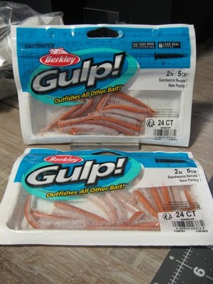 2 Packs Gulp Saltwater Fishing Baits 2'' Sandworm Nereis - New Penny Color