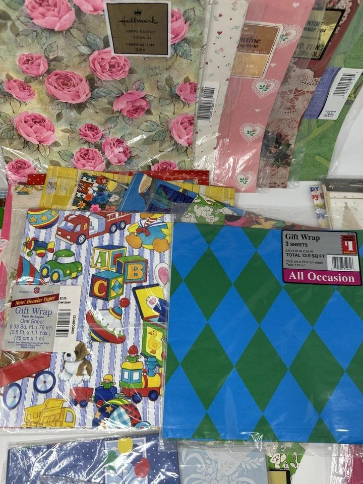 Vintage Hallmark AG Gift Wrap Tissue Wedding Birthday Easter Valentine's Day Lot - Image 4 of 4