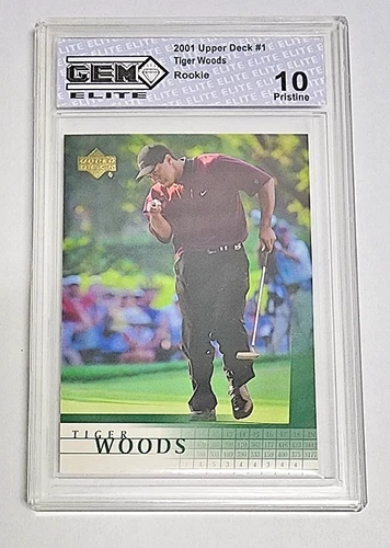 TIGER WOODS 2001 Upper Deck Rookie RC Card #1 / GRADED GEM ELITE 10