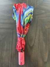 Vintage Colorful Automatic Umbrella Push Button Red Multicolor Retro Floral