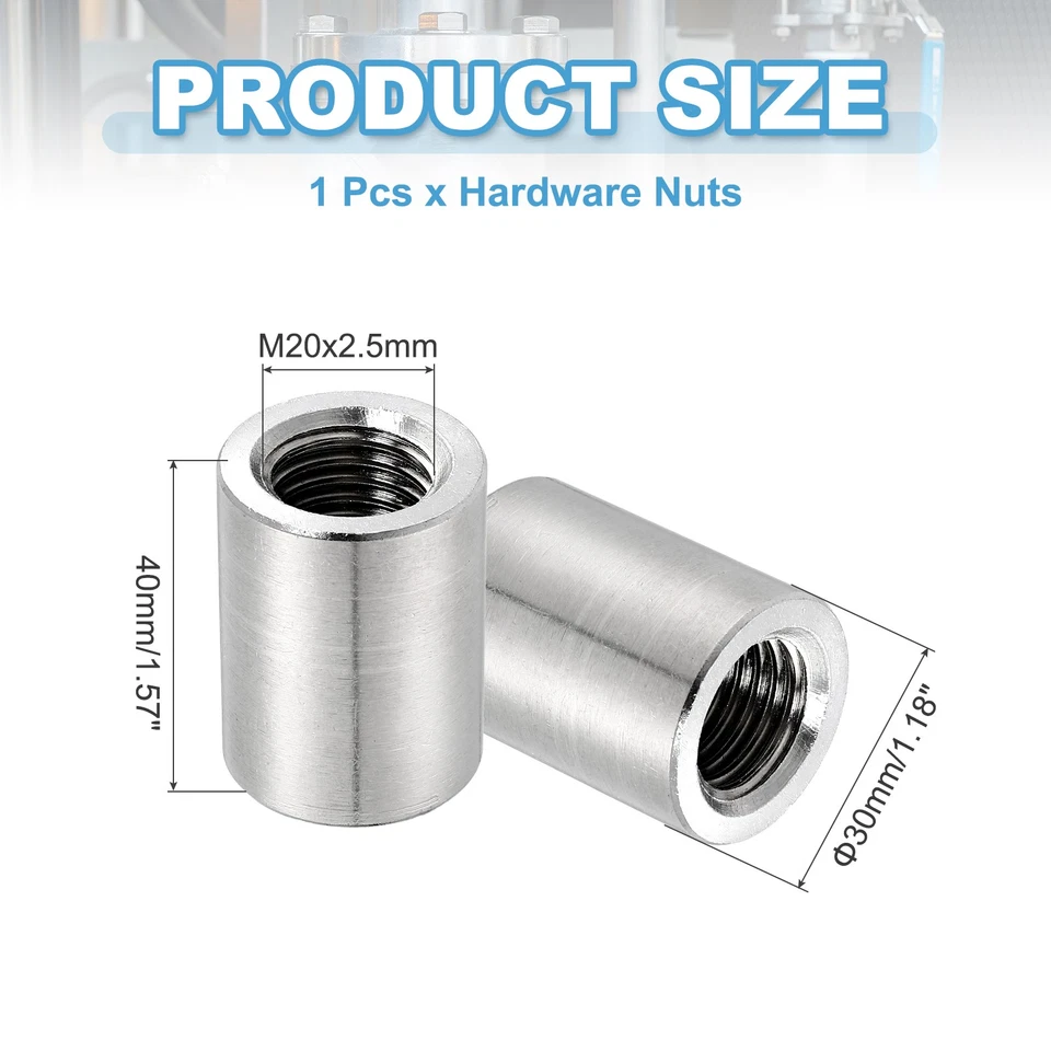 1 Stück 304 Edelstahl M20x2,5 mm Runde Überwurfmuttern, 1,18x1,57 Zoll (ODxH) - Bild 2 von 4