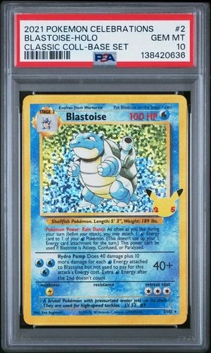 Pokémon TCG Blastoise Holo Celebrations: Classic Collection #2 PSA 10