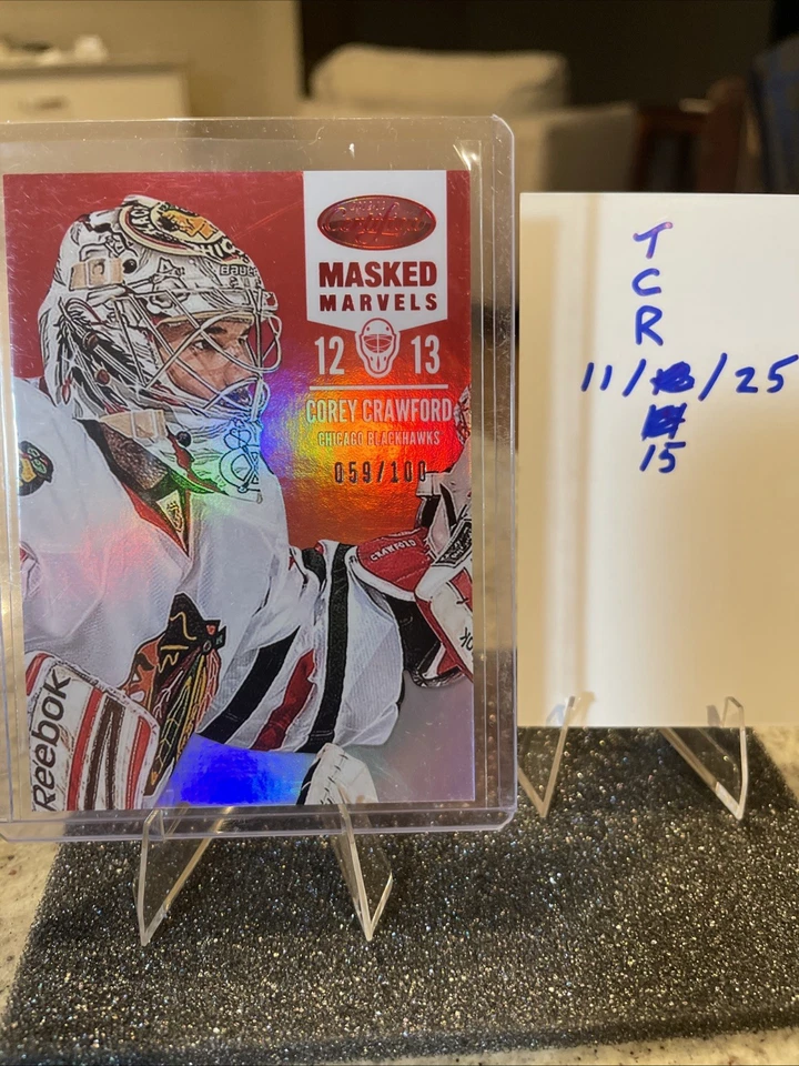 2012-13 Panini Certified Masked Marvels Corey Crawford #117 Mirror Red /100 - Image 2 of 4