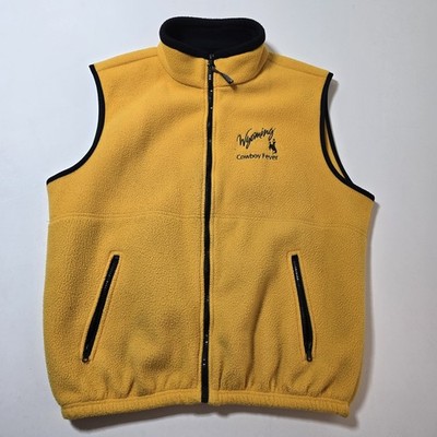 VTG Wyoming Cowboy Fever Fleece Yellow Vest Size Large USA Made 