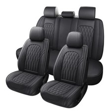 Nappa Faux Leather Car Seat Covers Waterproof, Non-Slip Seat Full Set Black