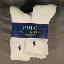 Polo Ralph Lauren Mens 6 Pairs Classic Sport Crew Socks White Navy ZP821005PK6N
