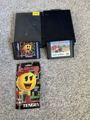 Lot Of Vtg Sega Genesis Games Ms. Pac-Man And monopoly Authentic Working 90s