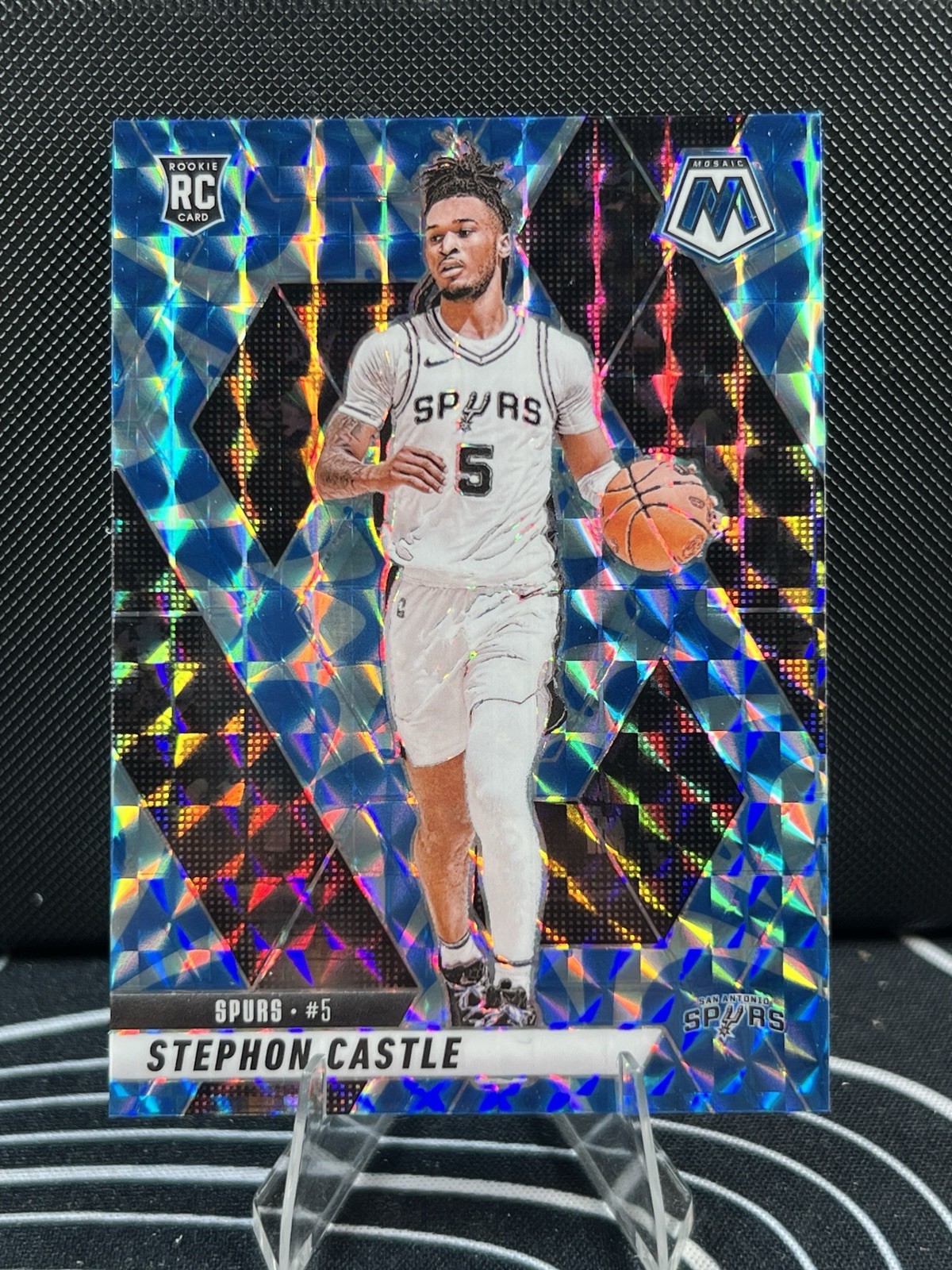 2024-25 MOSAIC STEPHON CASTLE #236 BLUE REACTIVE PRIZM RC SPURS