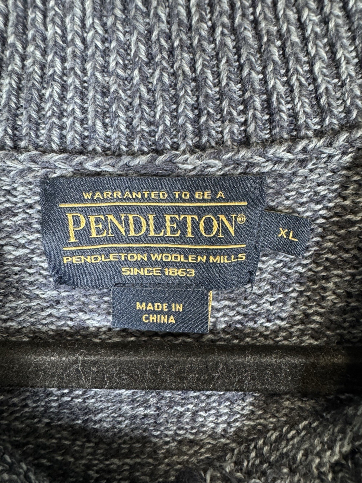 Pendleton 1/4 Button Tight Knit Blue Sweater Men'… - image 3