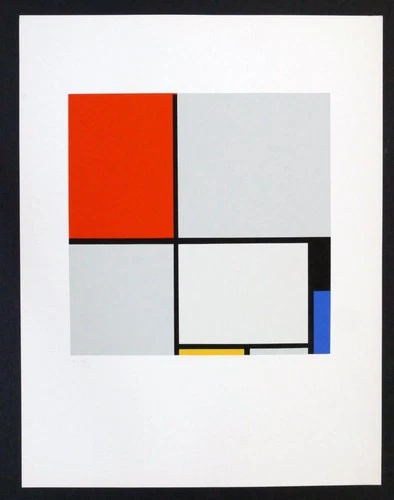 Piet MONDRIAN, Composition rot blau - Siebdruck in Farbe