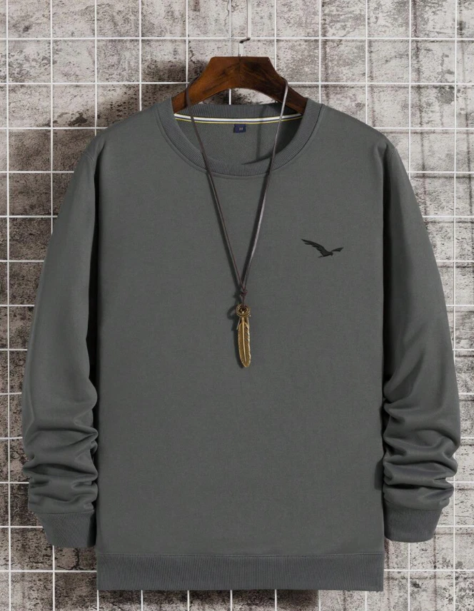 Sudadera Gris con estampado gráfico de águila para Hombre Abrigo Sueter Invierno Foto 4 de 4